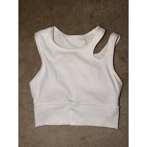 LULULEMON Mastered Motion Cropped Tank White Asymmetrical Cutout Size 4 EUC